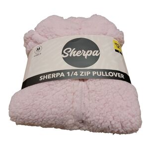 Sherpa girls size medium pink 1/4 zip pullover pink soft and cozy New!